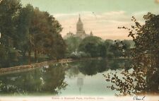 BUSHNELL PARK, HARTFORD, CONN. RPPC 1906 Postcard Antique UNDIVIDED back LAKE picture