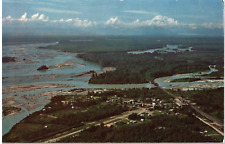 Postcard Aerial View of Talkeetna Alaska with Alaska Railway and Talkeetna River picture