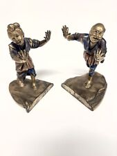 Pompeian Bronze Polychrome Japanese Couple Figural Bookends picture