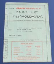 P&O LINE TSS MOLDAVIA FULL DELUXE PULL OUT DECK PLAN C-1920'S picture