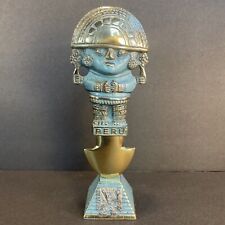 Peru Brass Figurine Turquoise Colored Accents Heavy Felt Bottom 8