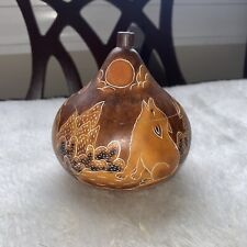 *RARE* Hand Carved/Painted Southwestern Style Gourd Trinket Box Santa Fe, NM picture