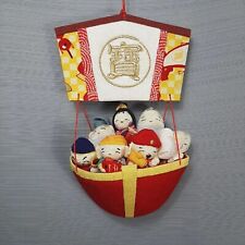 Vintage Japanese 7 Lucky Gods In Treasure Ship Shichifukujin Handmade Plush Silk picture