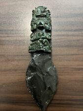 19cm Mexican Aztec Maya style Obsidian Sacrifice Stone Blade ritual Knife Mexico picture