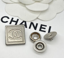 AUTHENTIC CHANEL Vintage Button RARE Square CCLogo Silver Metal With Cloth picture