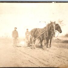 c1900s Horse Pull Farm Implement RPPC Plow? Farmer Men Dirt Real Photo PC A135 picture