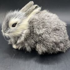 Life Like Bunny Figurine With Real Fur Rabbit Mini Looks Real 6” L 3.5” H picture