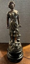 French Spelter PECHEUR et PECHEUSE Bronze Type Statue (Young maiden) picture