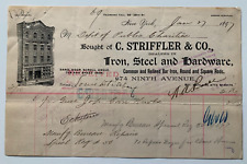 Vintage 1897 Billhead New York C Striffler & Co Iron Steel Hardware 674 9th Ave picture