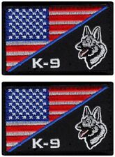 K-9 Dog USA Flag Thin Blue Line Police Swat PATCH  |2PC HOOK BACKING 3