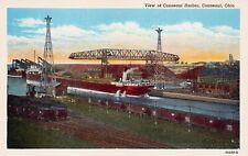 Conneaut Harbor OH Ohio Ship Train Railroad Skyline Steamer Vtg Postcard D12 picture
