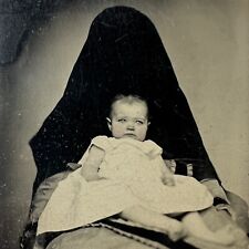 Antique Tintype Photograph Adorable Sweet Chubby Cheek Baby Spooky Hidden Mother picture