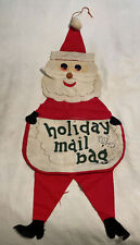 Vtg MCM Felt Santa Claus Holiday Mail Bag Christmas Card Holder Wall Hanging picture