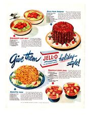 Vintage Print Ad 1948 Jell-o Gelatin Dessert w/ 4 Recipes Plum Pudding Salad etc picture