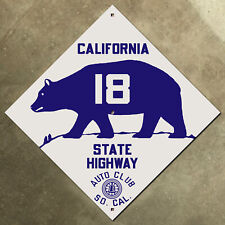 California state highway 18 ACSC road sign auto club AAA diamond 1929 bear picture
