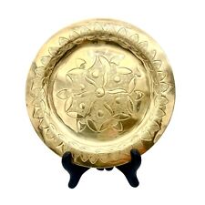 Vintage Handcrafted Brass Decorative Wall Hanging Plate Etched Hammered 8