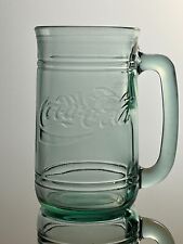 VTG Coca Cola Green Tinted Embossed Heavy Glass Mug w/handle Coke 16 Ounce 5.5” picture