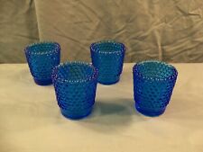 Lot of 4 Blue Glass Hobnail Votive Candle Holders picture