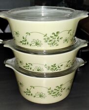 Pyrex Round Casserole Covered Baking Dishes Shenandoah Set Of 3  picture