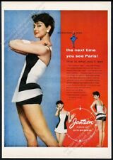 1956 Jantzen Parisian women's swimsuit photo vintage fashion print ad picture