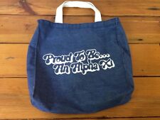 Vintage 70s 80s Proud to Be Alpha Xi Delta Sorority Small Denim Jean Tote Bag picture
