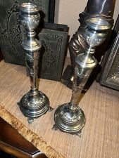 Pair Of Antique Candlesticks French Victorian Silver Plate  Century c 1870 picture