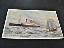 Cunard R.M.S. Carmania (Turbine) and Caronia- King Edward Stamp- 1908 Postcard. picture