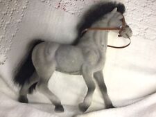 Vintage Flocked Horse Grey In Stride 7” Tall & Long picture
