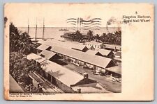 Kingston Harbour Royal Mail Wharf Jamaica-Antique Postcard c. 1906 (Very Rare) picture