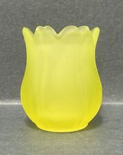 FAROY Bright Yellow Chartreuse Frosted Satin Glass Votive Candle Holder picture