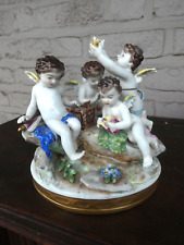 Antique German Volkstedt marked porcelain putti cherub figurine bir group statue picture