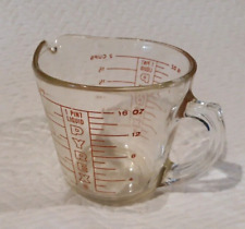 Vintage 2 Cup 16 oz PYREX 516 Glass Red Letter Measuring Cup Closed D-Handle picture