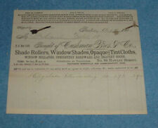1891 Aug 4 Cushman Bros & Co. Shade Rollers, Window Shades Boston MA Billhead picture