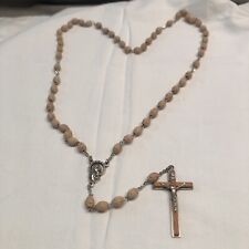Vintage 23” Natural Olive Wood Terra Sancta Jerusalem Holy Land Catholic Rosary picture