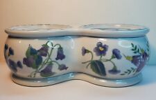 Vintage Chinese Porcelain Double Planter Pot Hand painted Flowers  picture