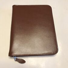 Vintage Brown Cowhide Leather Zip Stationary Planner Agenda Made In England picture