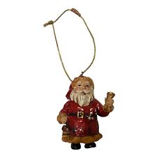 VTG Old World Santa Claus Christmas Ornament 2” Hand Carved Painted Wood Resin picture