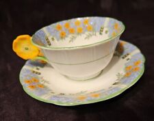 Aynsley Cup & Saucer Set #2036 Art Deco Flower Handle England 1930s Rare VGUC picture