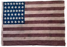 Circa 1889 ANTIQUE 39 Star American Parade Flag Folk Art Primitive AAFA picture