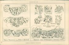 Antique Architects Print Examples of Medieval Woodcarving wells Coventry etc picture