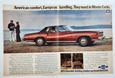 1973 Chevrolet Monte Carlo S Coupe Vtg Two Page Print Ad Man Cave Poster Art 70s picture