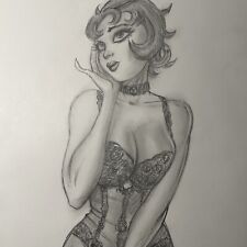 Sexy Femme Fatale In Lace  Lingerie Original Art drawing By Frank Forte picture
