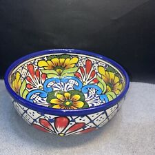 Alba Mexico Ceramic Footed Bowl Pottery Multicolor GORGEOUS 6 1/2”By  2 3/4” picture