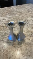 Nambe Candlestick Holder Silver Alloy Pillar Vtg MCM 1960s Pair 594 picture
