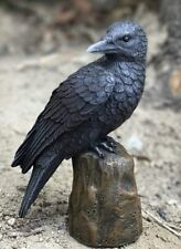 Ebros Dark Raven Crow Scavenger Bird Perching On Tree Stump Figurine 6
