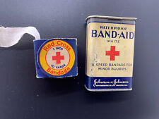 VINTAGE RED CROSS Bandage + Antique BAND-AID  Tin Box   See Pictures. Cool picture