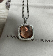 David Yurman Silver Albion 17mm Morganite & Diamond Pendant Necklace 18