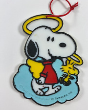 Vintage 3.25 in Peanuts Snoopy Woodstock Angel Winged Plastic Christmas Ornament picture
