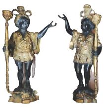 Pair French Bronze Blackamoor Mantle Candleholders picture