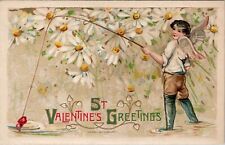 Samuel Schmucker Valentine Child Angel Fishing for Hearts Winsch Postcard X12 picture